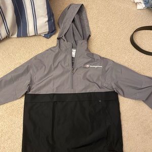 NEW Champion Windbreaker Jacket Black/Grey Medium